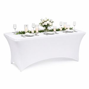 Husa pentru masa dreptunghiulara, culoare alba, elastica, dimensiune 120 x 60 x 74cm