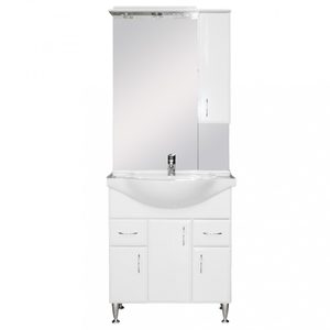 Set mobilier baie Bianca Plus 75, alb lucios, deschidere pe dreapta