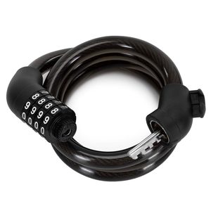 Antifurt bicicleta cu cablu metalic si blocare prin cifru, suport montare pe cadru, 95 cm, negru