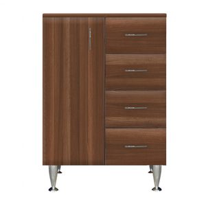 Dulap baie Bianca Plus 60 cu 1 usa, 4 sertare, Aida nuc, stanga