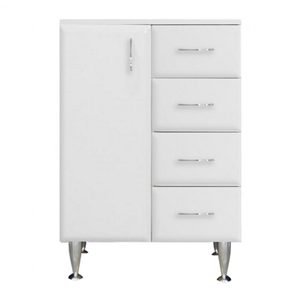 Dulap baie Bianca Plus 60 cu 1 usa, 4 sertare, alb lucios, stanga