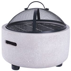 Semineu de exterior pentru terasa sau gradina din placa de magneziu, cu grill pentru gratar, 43x43x39cm