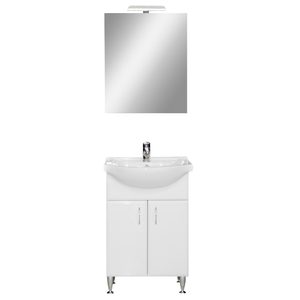 Set complet de mobilier pentru baie Bianca Prime 55, în culoarea albă lucioasă