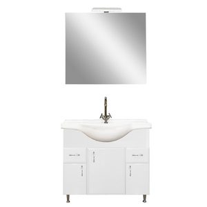 Set complet de mobilier pentru baie Bianca Prime 85, în culoarea albă lucioasă