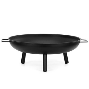 Semineu de exterior tip bol, focar cu manere laterale, din otel, 58x23 cm, negru