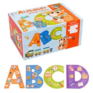 Puzzle alfabet din lemn cu cuvinte în limba engleză