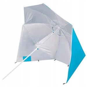 Umbrela tip cort de plaja XXL, cu 2 pereti laterali, protectie UV, inaltime reglabila 140-220 cm, albastru