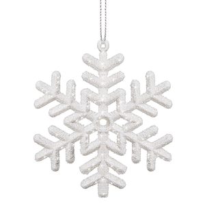 Decoratiune brad fulg de zapada, set 3 bucati, 8cm, alb