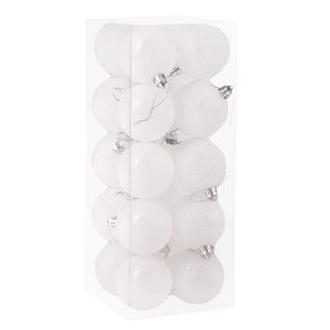 Set globuri de Craciun, 20 bucati, 8cm, alb perlat