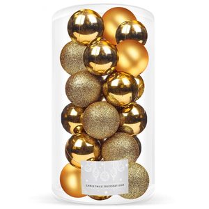 Set globuri de Craciun, 20 bucati, 3 modele, 4 cm, auriu