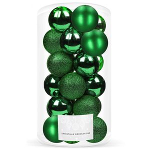 Set globuri de Craciun, 20 bucati, 3 modele, 4 cm, verde