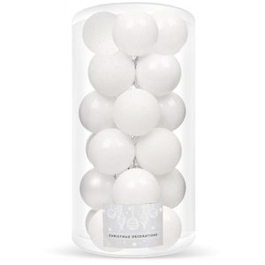 Set globuri de Craciun, 20 bucati, 3 modele, 4 cm, alb