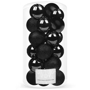 Set globuri de Craciun, 20 bucati, 3 modele, 4 cm, negru