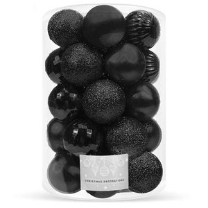Set globuri de Craciun, 20 bucati, 5 modele, 6 cm, negru