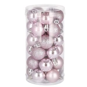 Set globuri de Craciun, 30 bucati, 4 modele, 3 cm, roz