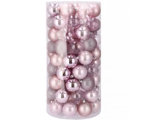 Set globuri de Craciun, 100 bucati, 6cm, roz