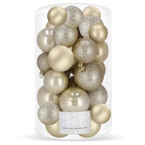 Set globuri de Craciun, 30 bucati, 3 modele, 4/5/6cm, auriu