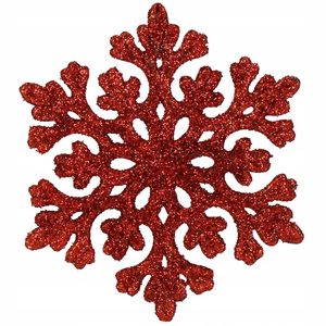 Decoratiune brad fulg de zapada, set 8 bucati, 8cm, rosu