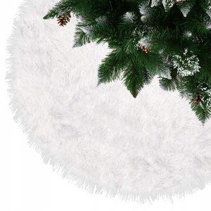 Covoras pentru brad de Craciun, 142 cm, material tip blanita, alb