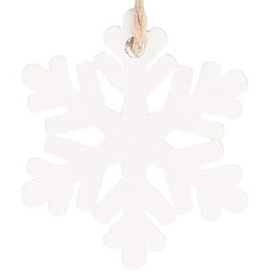 Decoratiune brad fulg de zapada din lemn, set 6 bucati, 4cm, alb