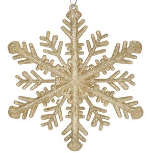 Decoratiune brad fulg de zapada, 30cm, auriu cu sclipici