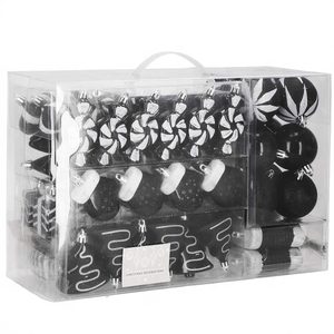 Set globuri si decoratiuni de Craciun, 77 piese, diverse dimensiuni, negru