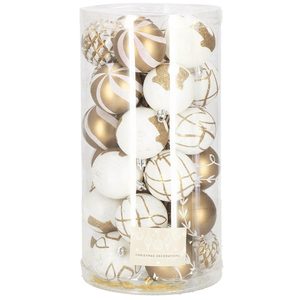 Set globuri de Craciun cu modele de sarbatori, 30 bucati, 6 cm, auriu