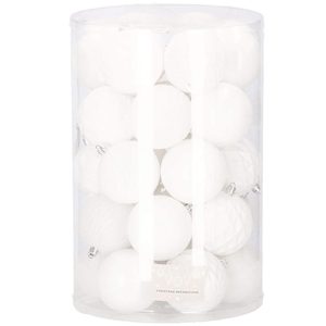 Set globuri de Craciun, 30 bucati, 8cm, 6 modele, alb