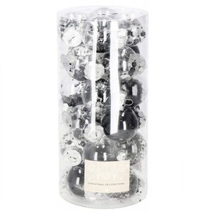 Set globuri de Craciun Inedit, 24 bucati, 5cm, transparente cu interior negru