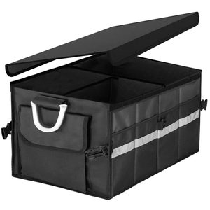 Organizator pentru portbagaj tip lada, cu buzunare laterale, pliabil, 30x58x33cm, negru