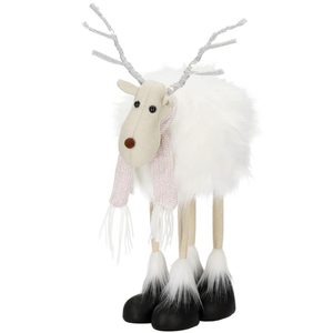 Figurina Craciun, Ren alb cu fular, inaltime 48cm