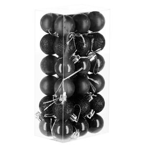 Set globuri de Craciun, 36 bucati, 3 modele, 3 cm, negru