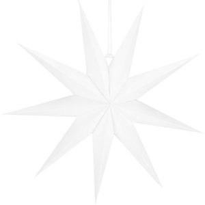 Stea decorativa 3D din hartie, cu 9 colturi, 60cm, alba