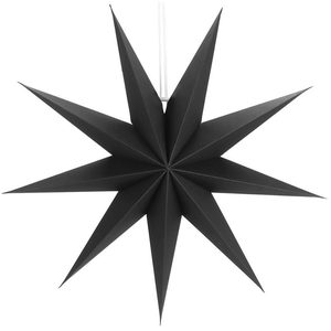 Stea decorativa 3D din hartie, cu 9 colturi, 60cm, neagra