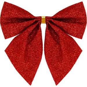 Set 3 ornamente pentru bradul de Craciun, fundita, 11cm, rosu