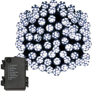 Instalatie lumini de exterior pentru gradina, 9 metri, 120 LED-uri forma cristal, cu baterii, alb