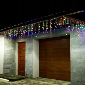Ghirlanda luminoasa tip perdea 200 LED-uri, 8m, pentru interior/exterior, iluminare multicolora