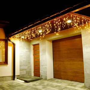 Ghirlanda luminoasa tip perdea 300 LED-uri, 12m, pentru interior/exterior, iluminare galbena