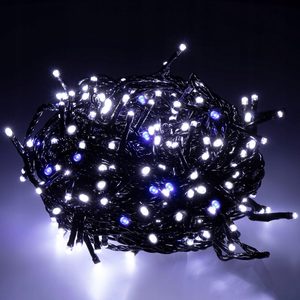 Instalatie luminoasa LED 41,5 m, 500 LED, IP44, pentru interior si exterior, alb rece + albastru flash
