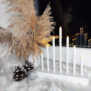Lumanari decorative de Craciun, 7 becuri tip LED, culoare argintiu