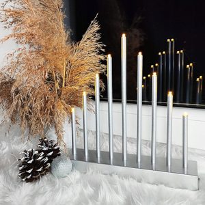 Lumanari decorative de Craciun, 9 becuri tip LED, culoare argintiu