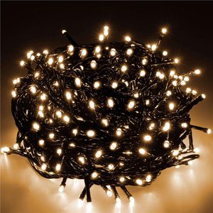 Instalatie lumini pentru bradul de Craciun, 17,5 metri, 300 LED-uri, 8 functii, alb cald
