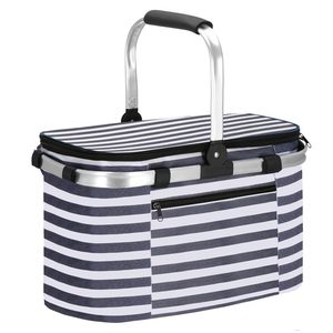 Geanta pentru picnic sau plaja, termoizolanta, 28 litri, alb albastru