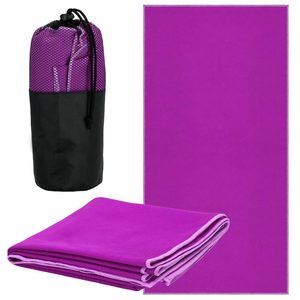 Prosop de plaja cu uscare rapida, husa de transport, 75x150cm, violet