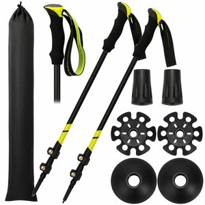 Set bete trekking reglabile 62-135 cm, aluminiu, cu accesorii si husa, negru si verde