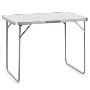 Masa pliabila pentru camping, cu maner transport, blat MDF si cadru aluminiu, 90x60x70 cm, gri