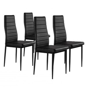 Homelux Set de 4 scaune cu spătar înalt din piele neagră