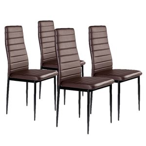 Homelux Set de 4 scaune cu spătar înalt din piele maro