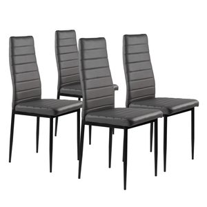 Homelux Set de 4 scaune cu spătar înalt din piele gri