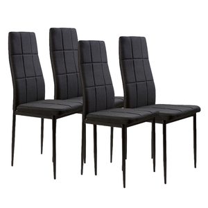 Homelux Set de 4 scaune cu spătar înalt din țesătură neagră